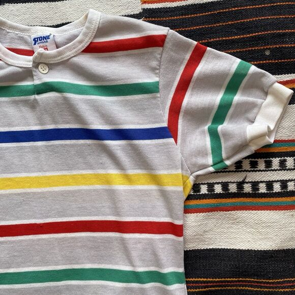 Vintage 70’s Boy’s Striped Ringer Tee Shirt. Stone Apparel. Size 14 Vintage. USA - Picture 3 of 14